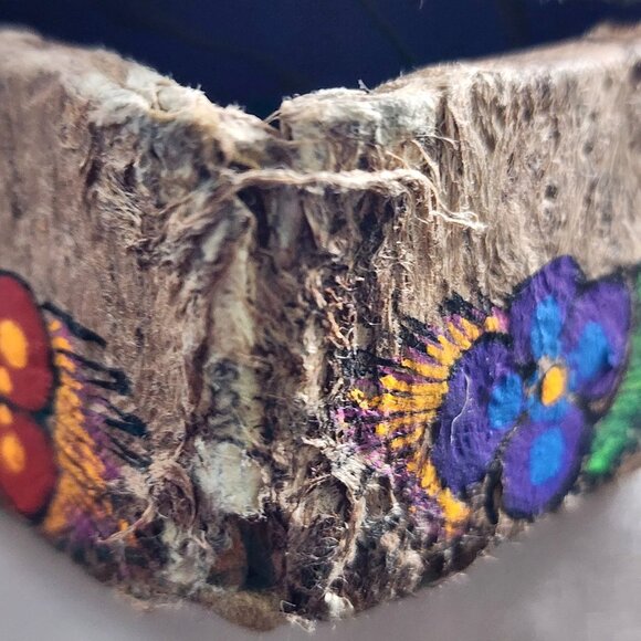 Vintage Hand Painted Cajas Taxco Boho Trinket Box Owl Decor Mexican Folk Art 7" - Picture 9 of 9